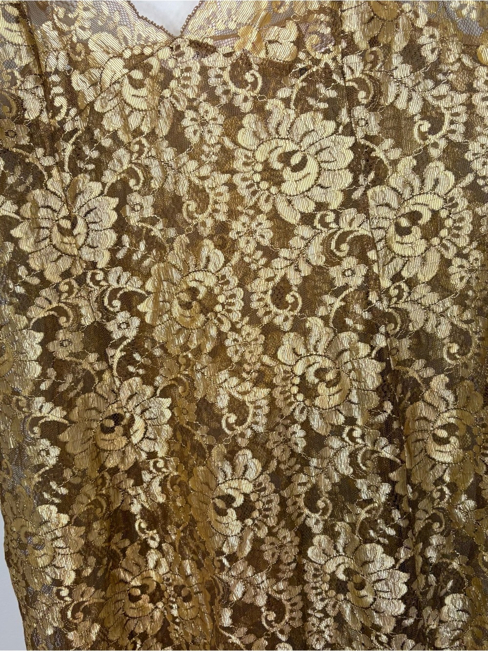 Vtg Y2K Victoria’s Secret Gold Lace Maxi Gown Slip Dress Sz M Y2K - Picture 7 of 11